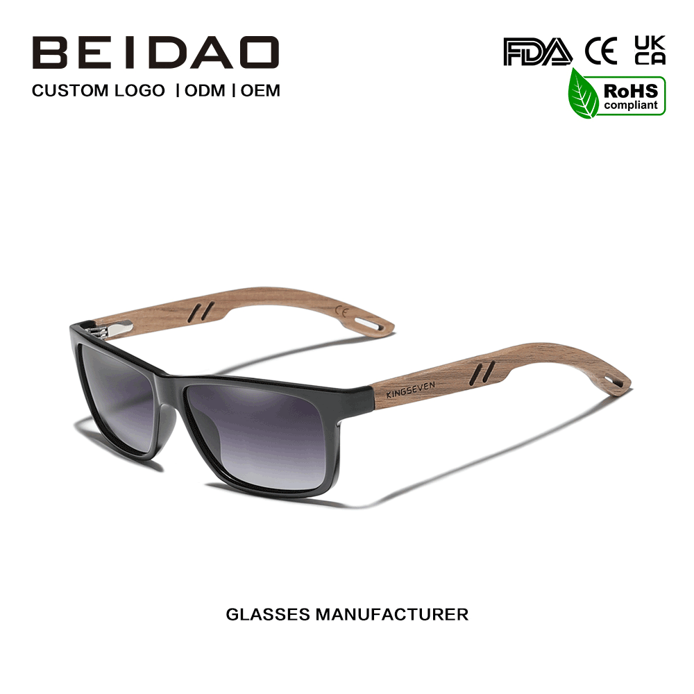 Gafas de sol clásicas con montura TR90 de nogal negro para hombres y mujeres