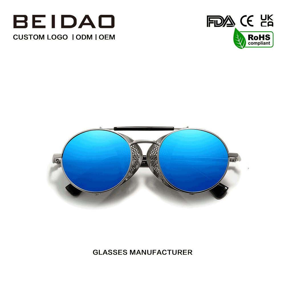 Gafas de moda con montura de aleación redonda de diseñador