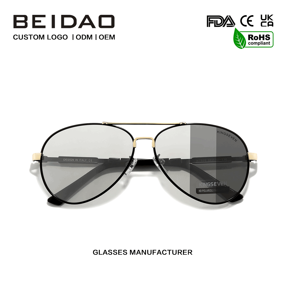 Gafas de sol de montura completa de aluminio polarizadas de moda