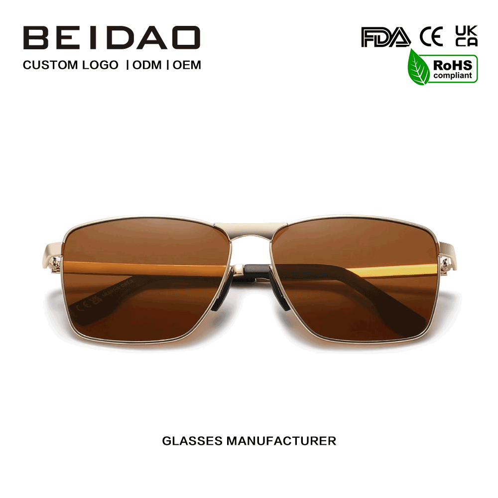 Gafas de sol con protección UV400 cuadradas con montura de acero a la moda para conducir