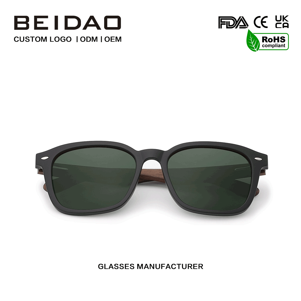 Gafas de sol polarizadas con montura TR90 de madera Wlanut de moda