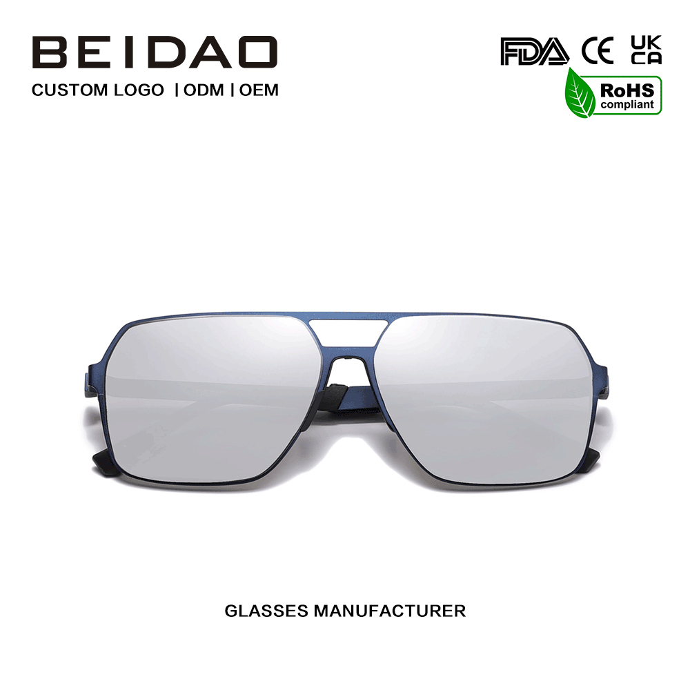 Para gafas de sol cuadradas plateadas de gran tamaño, duraderas, de acero inoxidable, unisex