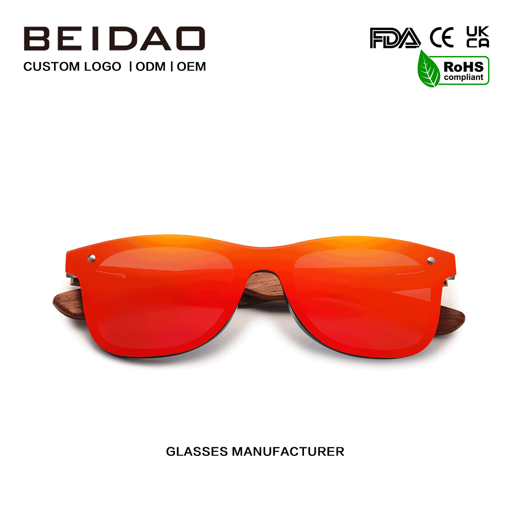 Para gafas de sol polarizadas rojas de madera de Bubinga originales unisex
