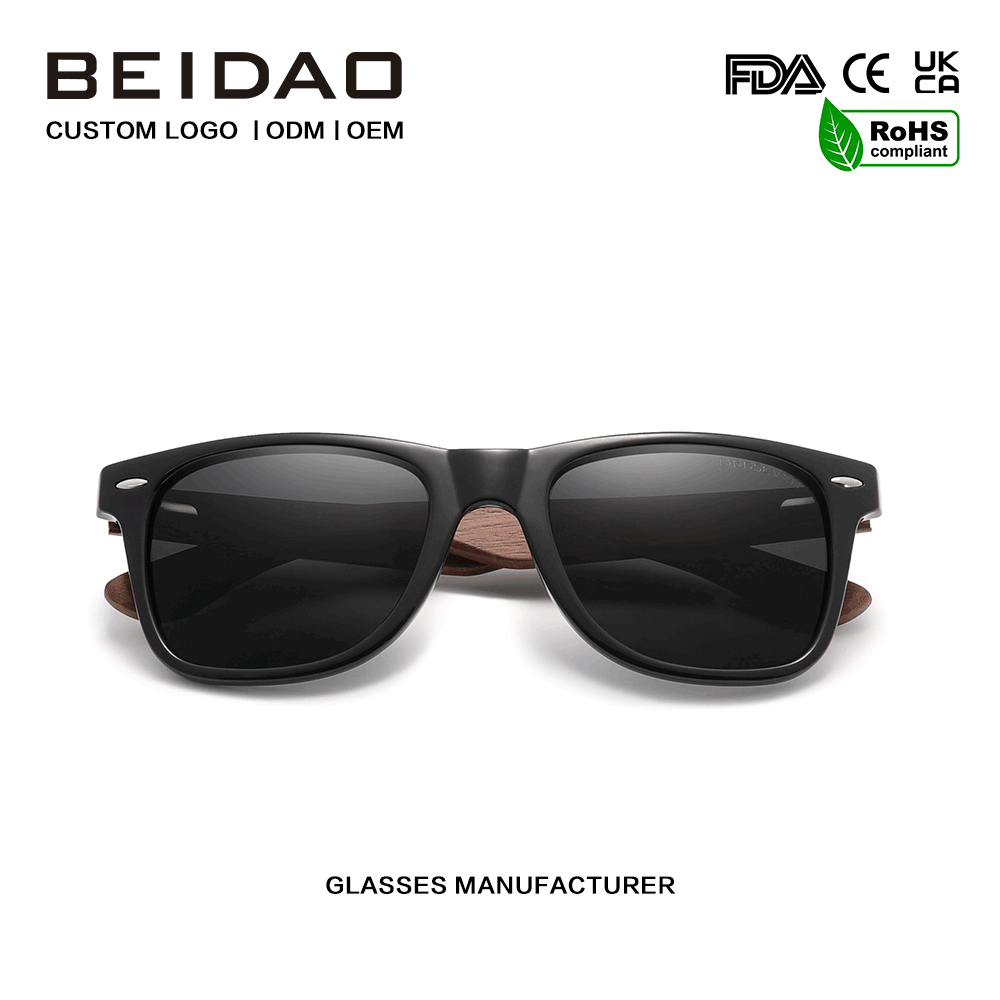Gafas de sol polarizadas con protección UV400 de nogal negro hechas a mano
