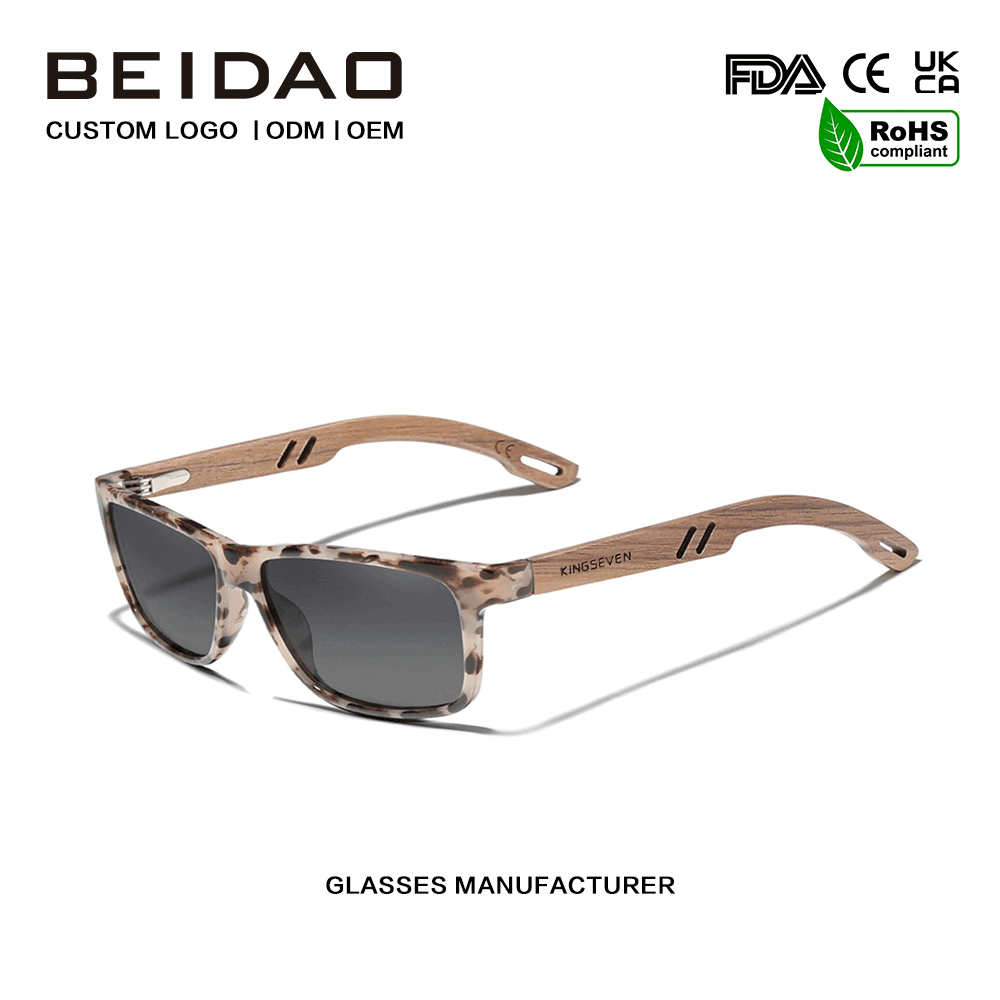Gafas de sol degradadas antirradiación con montura de nogal hechas a mano