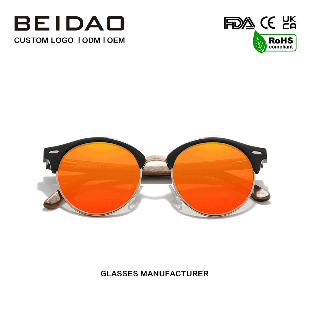 Gafas de sol UV400 sin bordes de madera de nogal hechas a mano