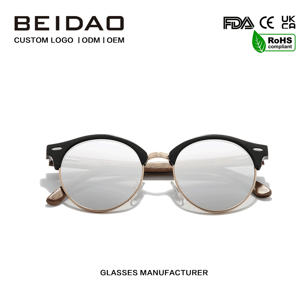 Gafas de sol UV400 sin bordes de madera de nogal hechas a mano