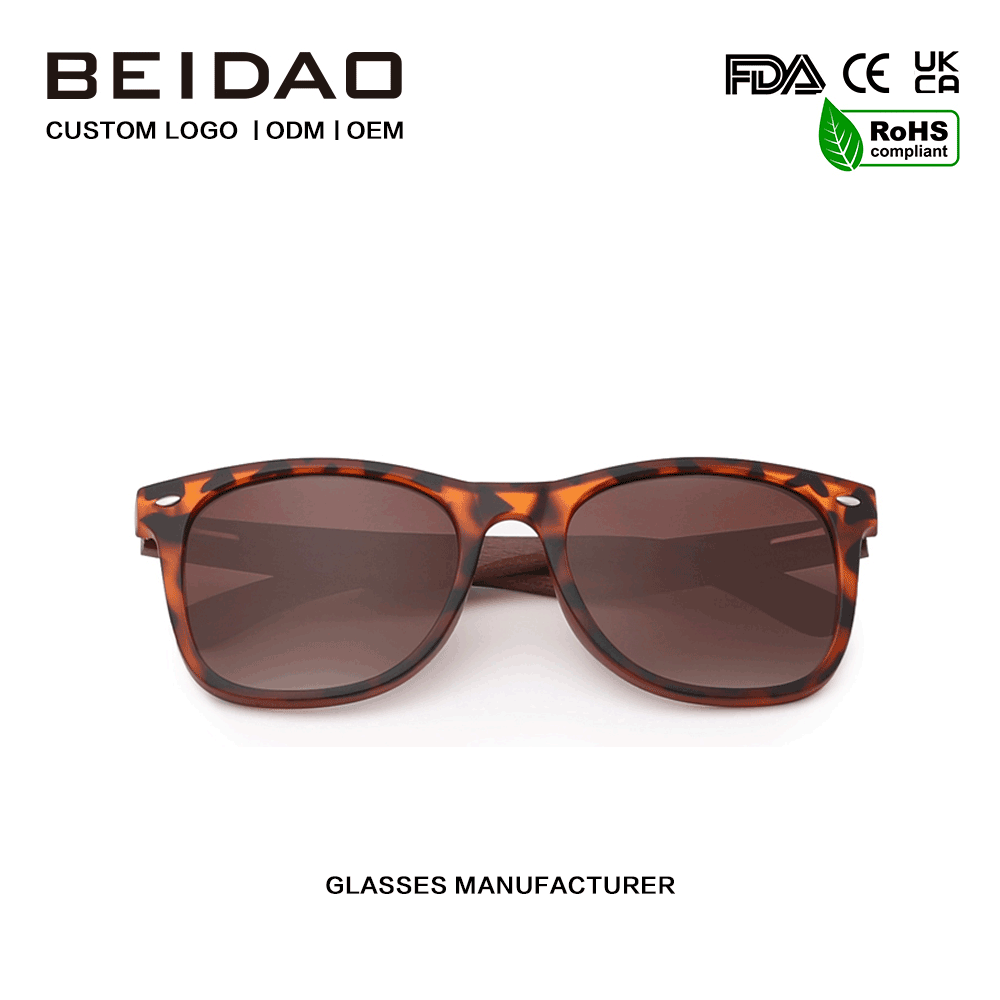 Venta caliente de gafas de sol de madera de nogal púrpura Conducción navideña