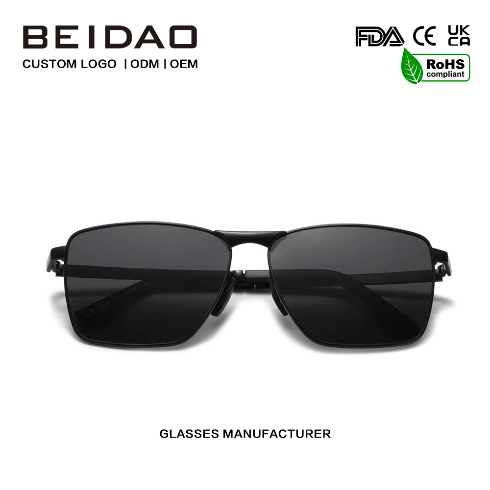 Gafas de sol polarizadas UV400 cuadradas de aleación de lujo