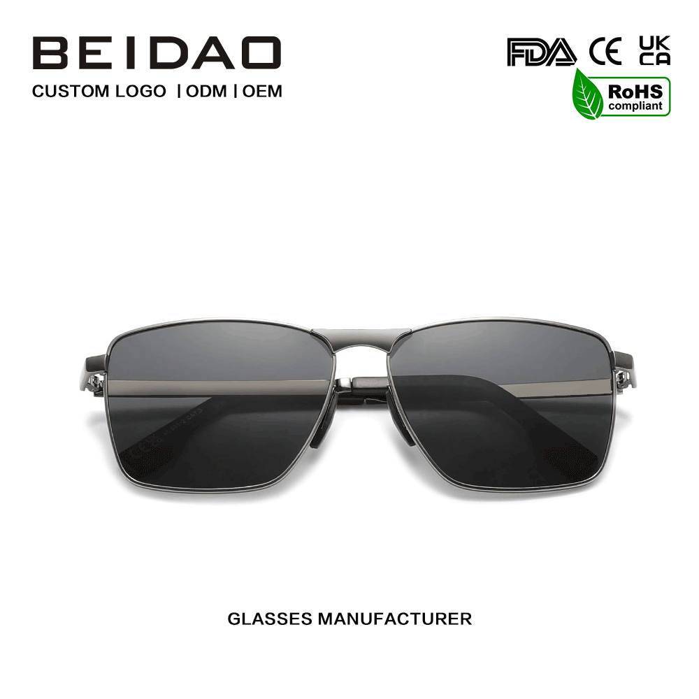 Gafas de sol con lentes TAC de polarización UV400 cuadradas de aleación de lujo