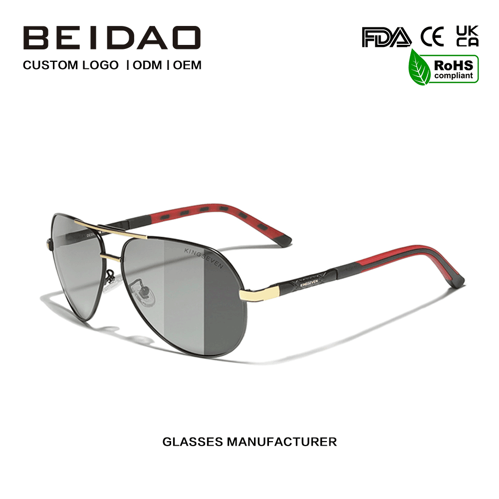 Gafas de sol con montura de aleación de moda UV400 que cambian de color de lujo para hombres