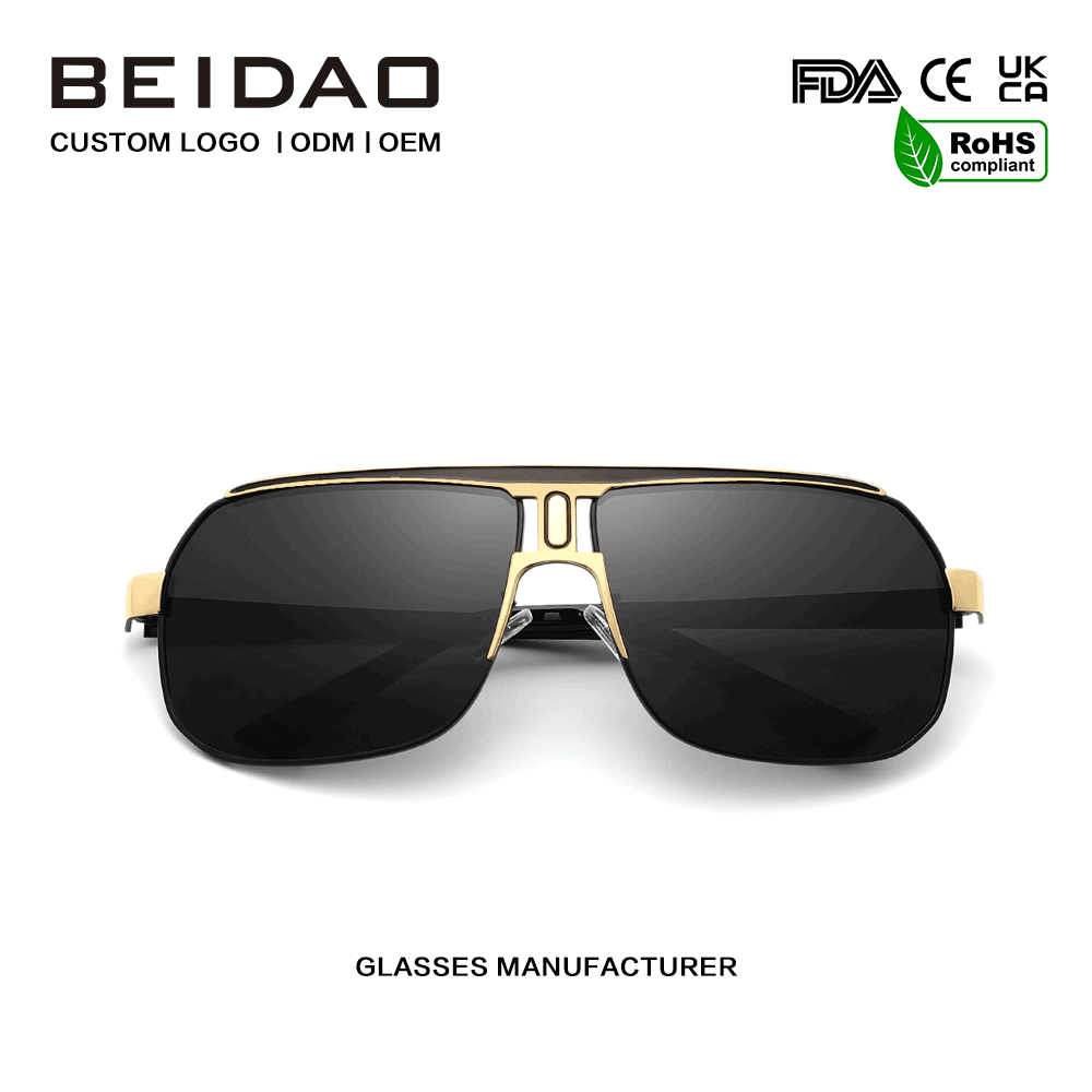 Gafas de sol modernas con montura de aleación grande y protección UV400