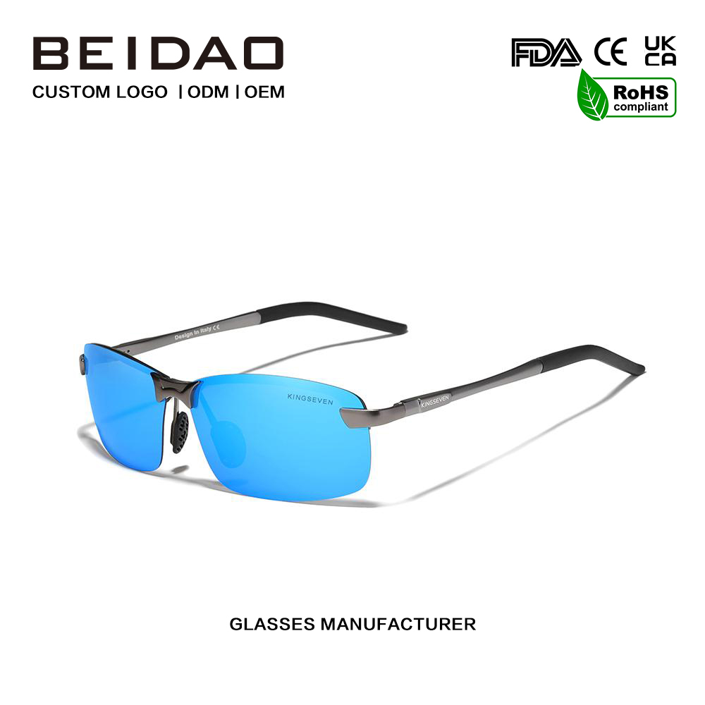 Gafas de sol polarizadas de aleación TR90 de moda azul moderna para mujeres y hombres