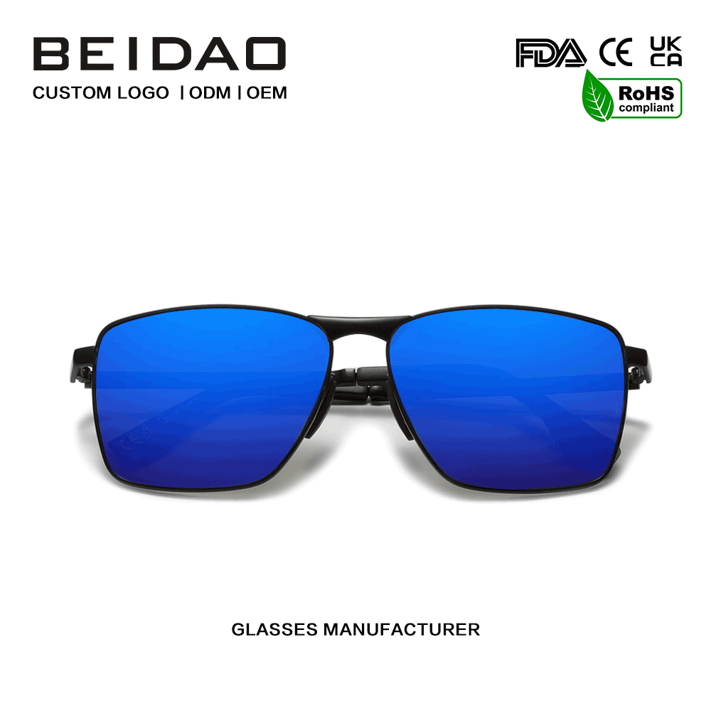 Gafas de sol polarizadas UV400 rectangulares azules modernas
