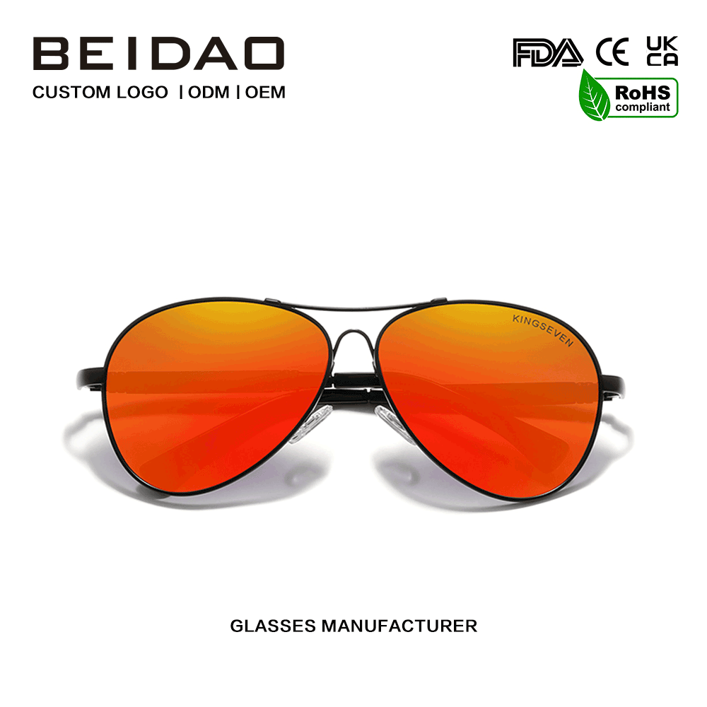 Gafas de sol de conducción con montura de aleación y lentes rojas polarizadas modernas