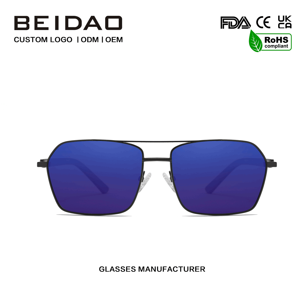 Gafas de sol con lentes UV400 azules de aleación de aluminio retro modernas para conducir
