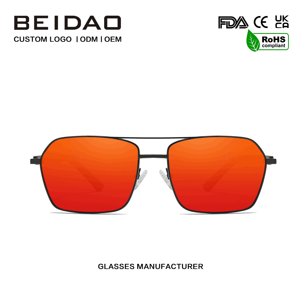 Gafas de sol con lentes UV400 rojas de aleación de aluminio retro modernas para conducir