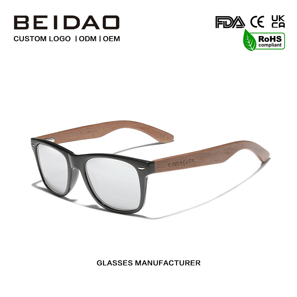 Gafas de sol modernas con protección UV400 polarizadas de nogal para conducir