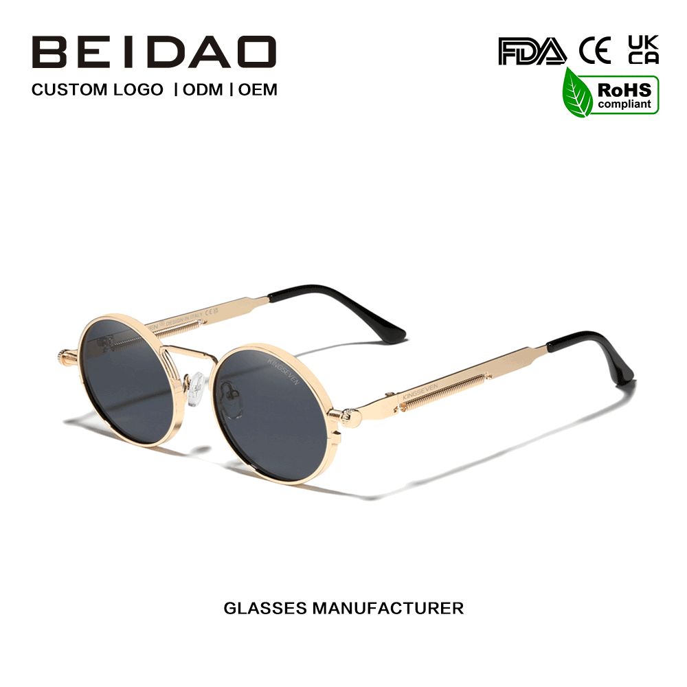 Gafas de sol vintage de metal vintage polarizadas steampunk